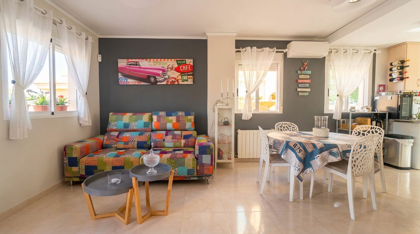 Single-family house in El Verger with a communal pool, garden, and plenty of light.