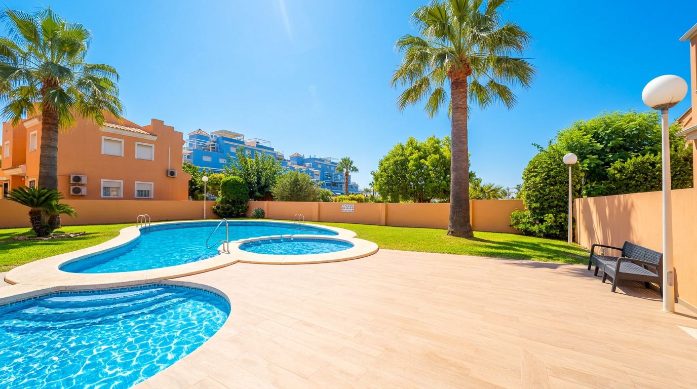 Single-family house in El Verger with a communal pool, garden, and plenty of light.