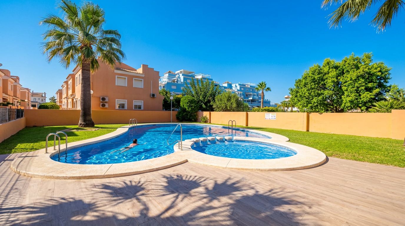 Single-family house in El Verger with a communal pool, garden, and plenty of light.